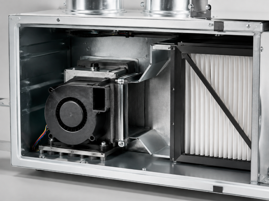 DC9733 blower fan for air handling and filtration equipment DC9733 blower fan used in compact air handling and filtration equipment
